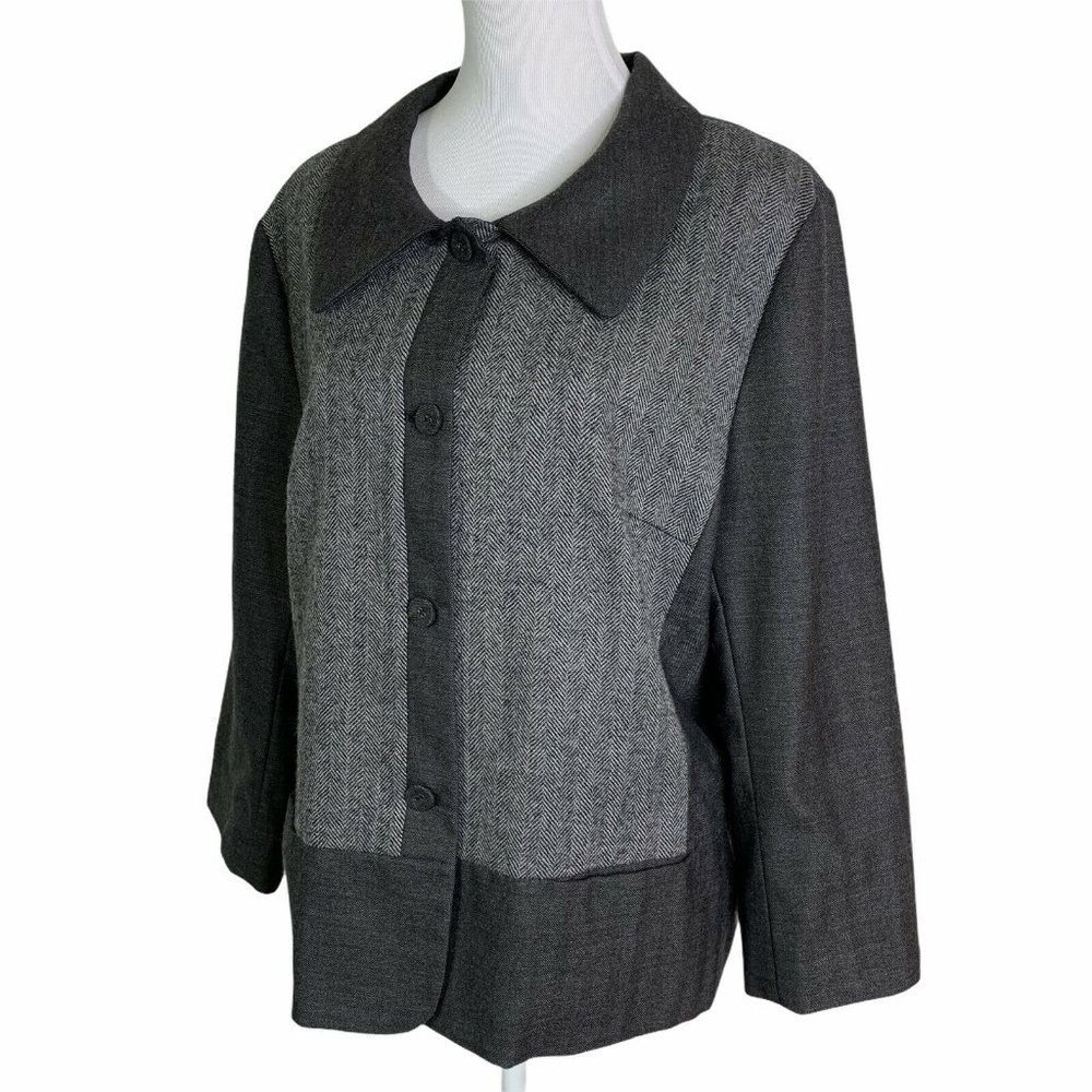 J. Jill Gray Herringbone Pockets Collared Jacket - image 5